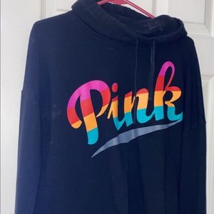 Pink sweatshirt with cowl neck